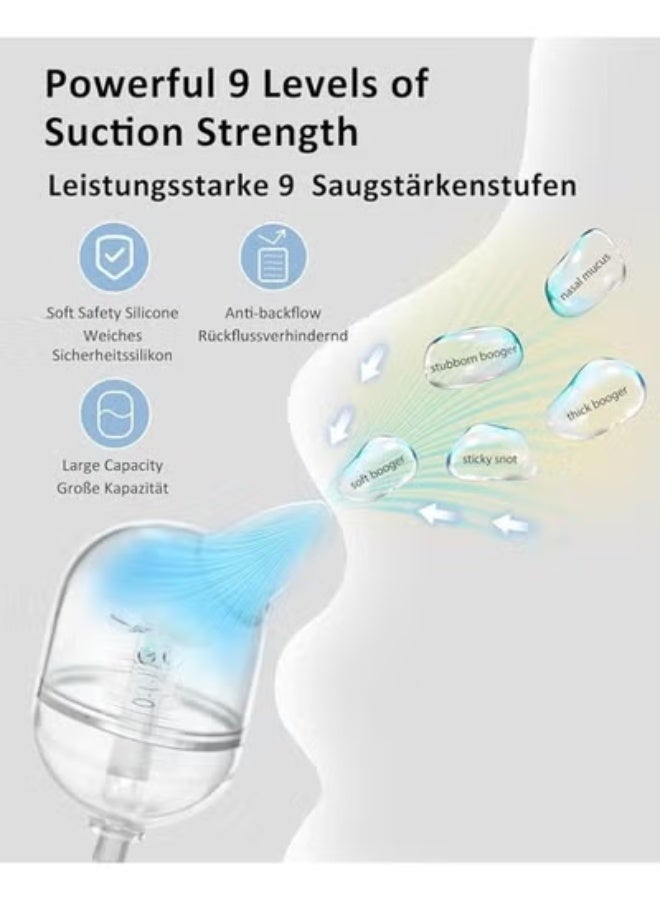 Electric Baby Nasal Aspirator - Powerful 9-Level Vacuum Suction - Rechargeable Nose Cleaner with Soothing Music & Night Light for Infants & Toddlers - Image 4